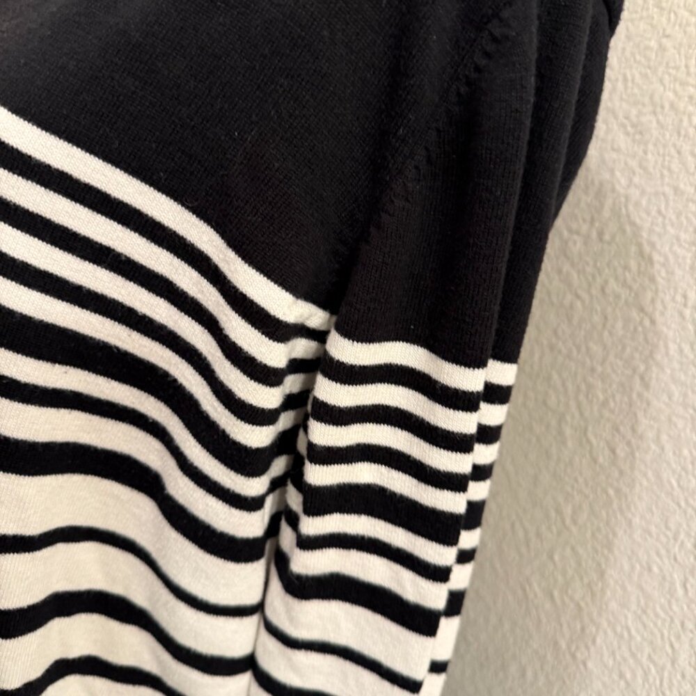 Roz & Ali Tshirt Womens Plus 2X Black White Striped 3/4 Sleeve - Picture 3 of 5